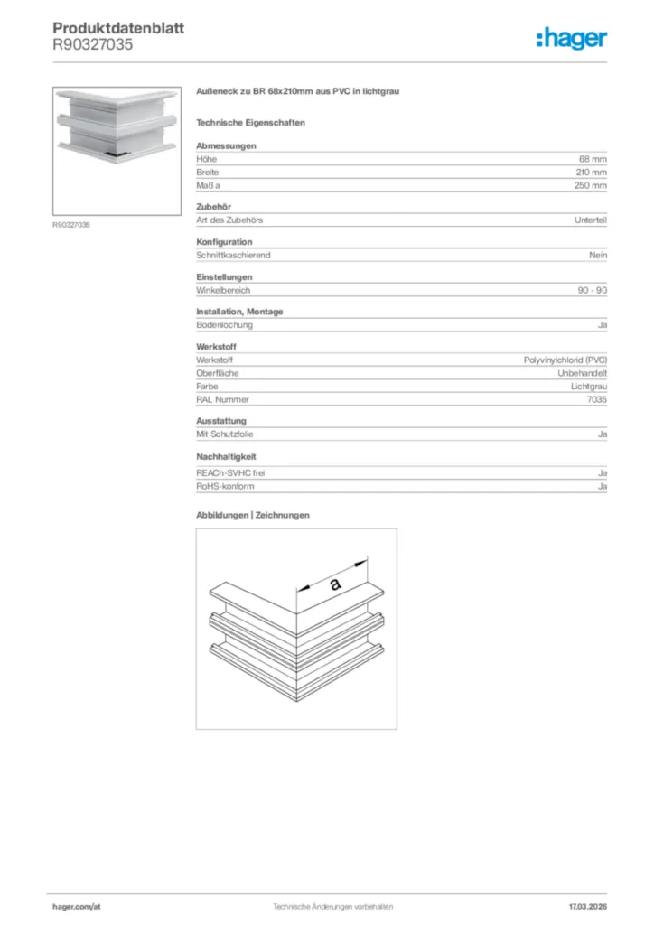 Bild Hager Produktdatenblatt R90327035 | Hager Deutschland
