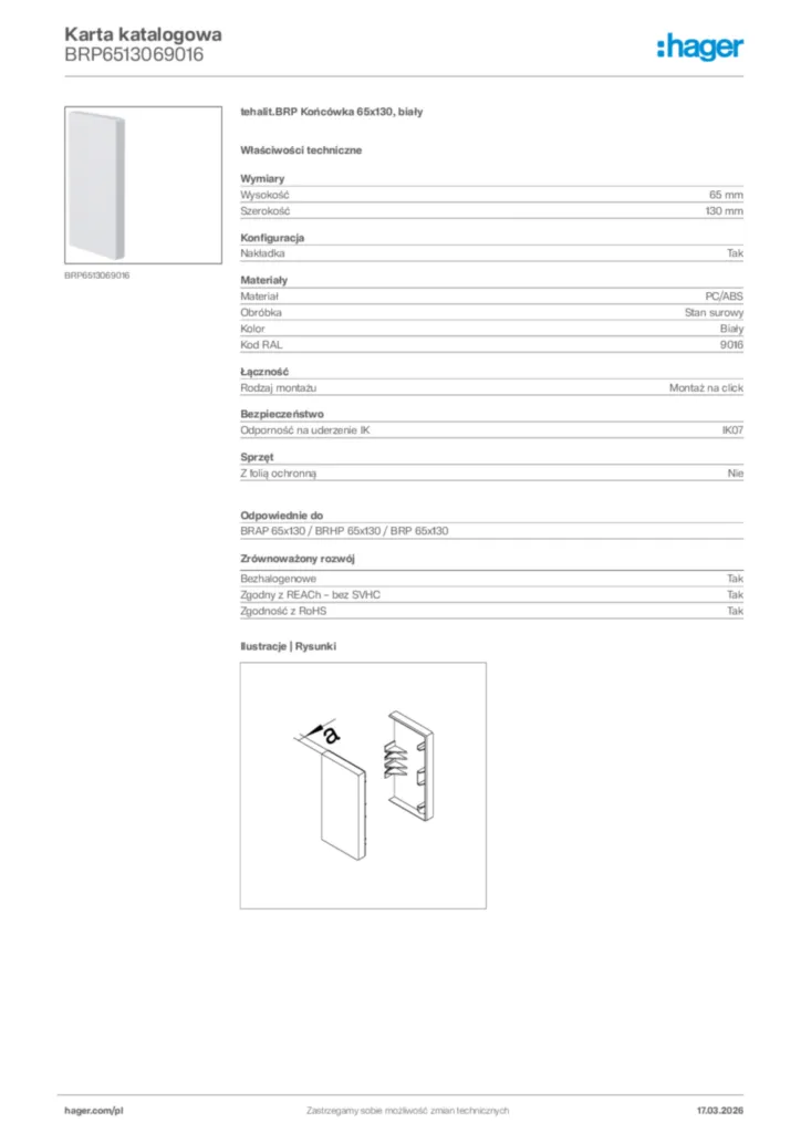 Zdjęcie Hager Karta katalogowa BRP6513069016 | Hager Polska
