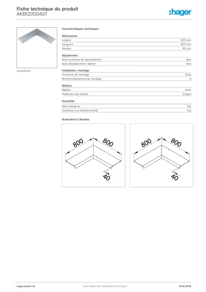 Image Hager Fiche technique du produit AKBI2000401 | Hager Suisse