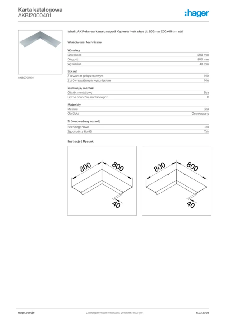 Zdjęcie Hager Karta katalogowa AKBI2000401 | Hager Polska