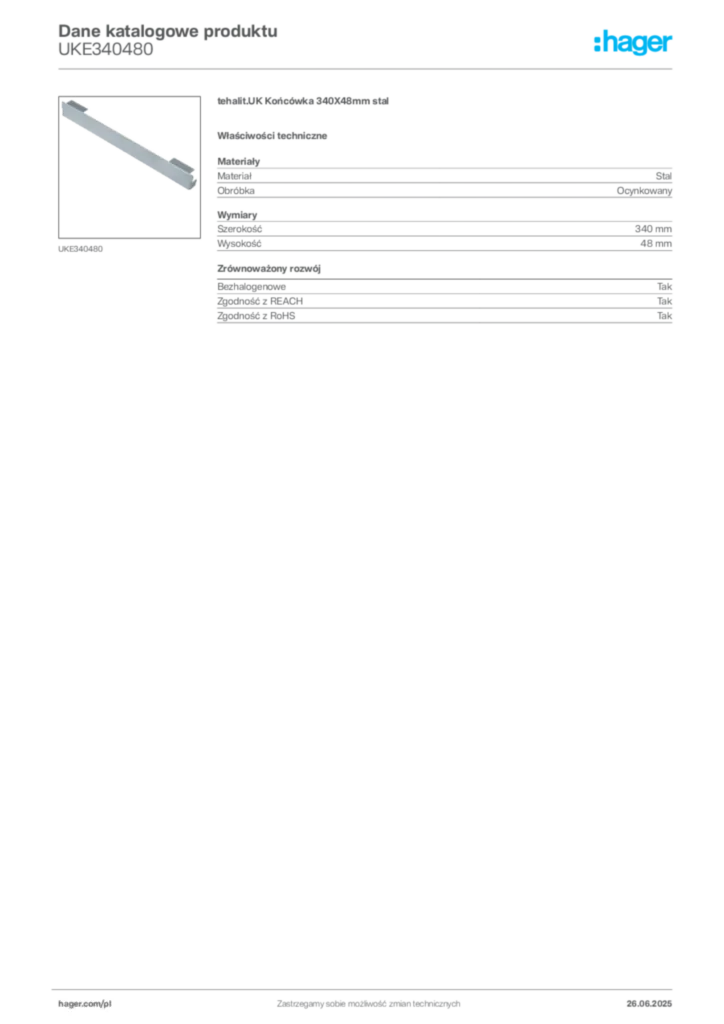 Zdjęcie Hager Dane katalogowe produktu UKE340480 | Hager Polska