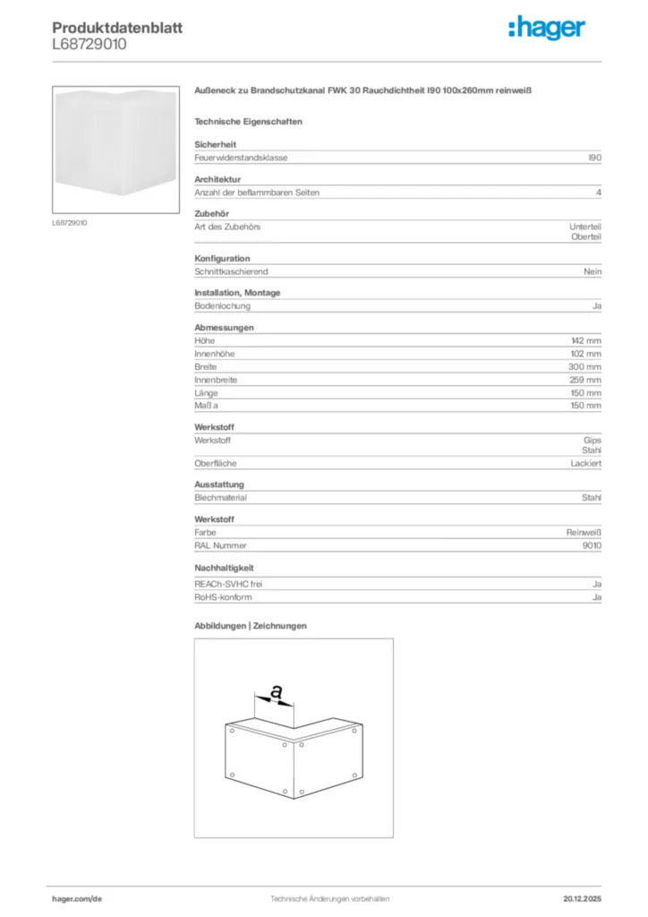 Bild Hager Produktdatenblatt L68729010 | Hager Deutschland