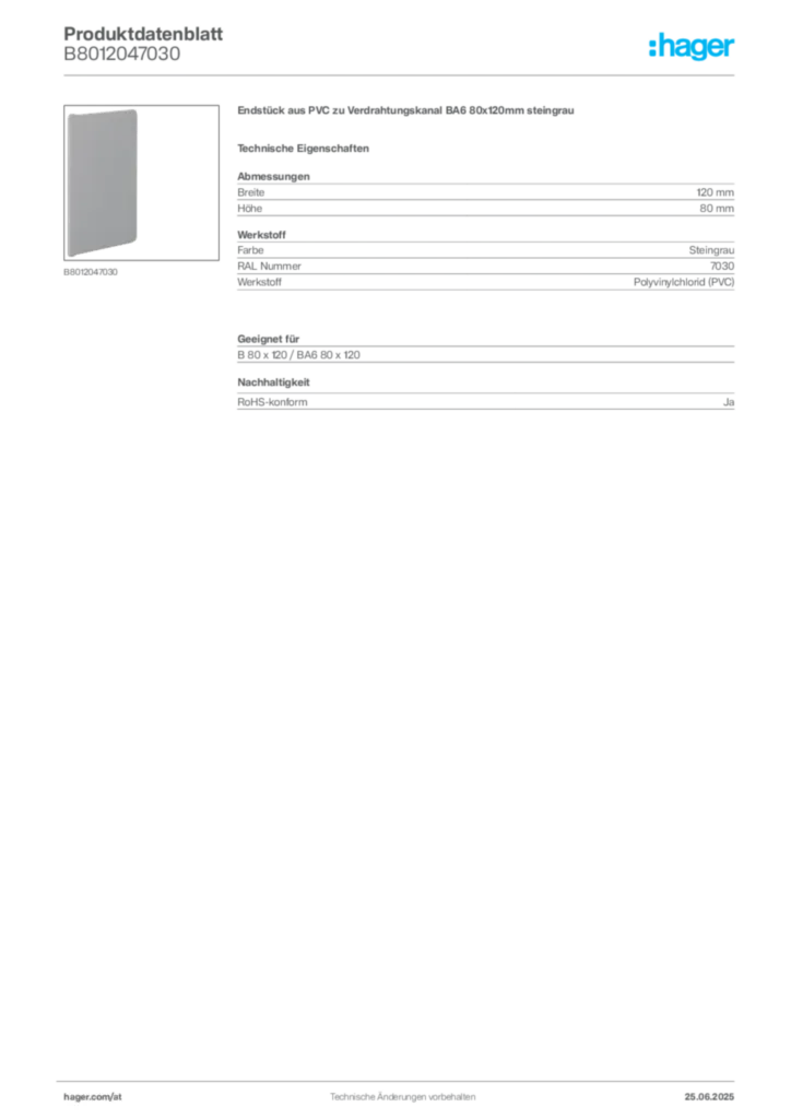 Bild Hager Produktdatenblatt B8012047030 | Hager Deutschland