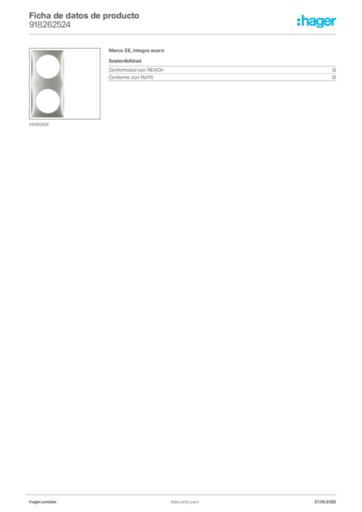 Imagen Hager Ficha de datos de producto 918262524 | Hager España