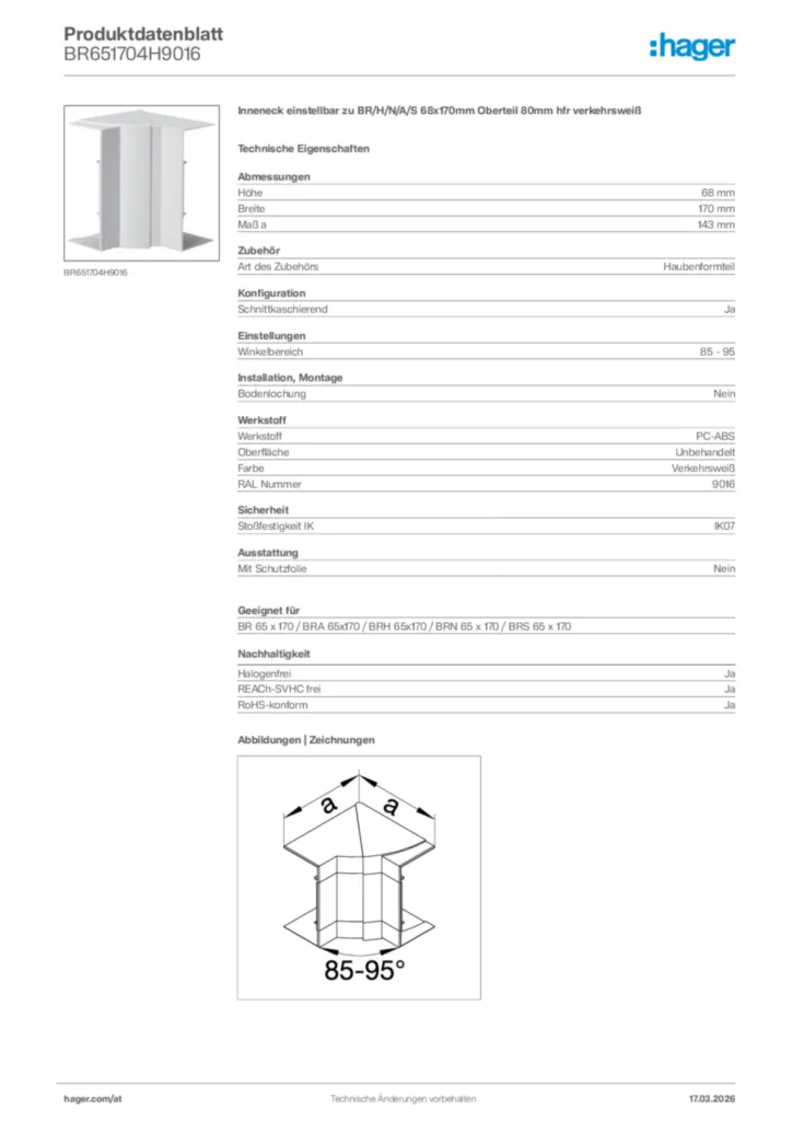 Bild Hager Produktdatenblatt BR651704H9016 | Hager Deutschland