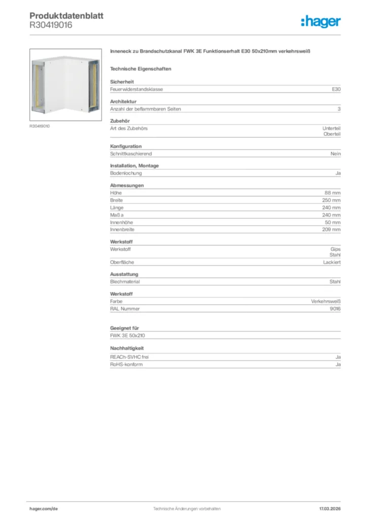 Bild Hager Produktdatenblatt R30419016 | Hager Deutschland
