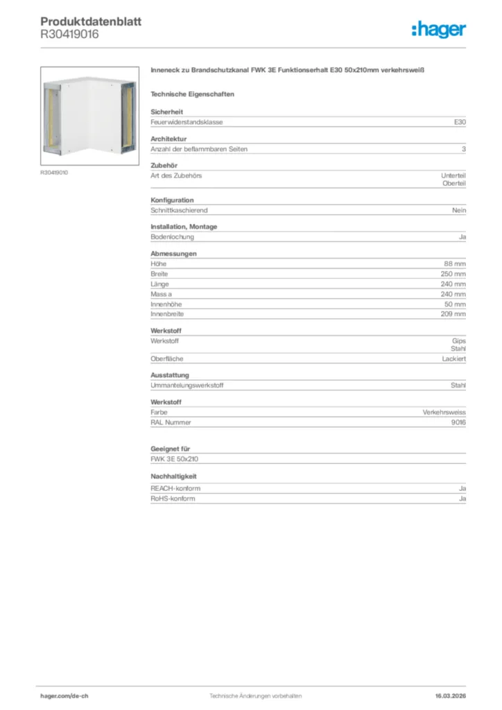 Bild Hager Produktdatenblatt R30419016 | Hager Schweiz