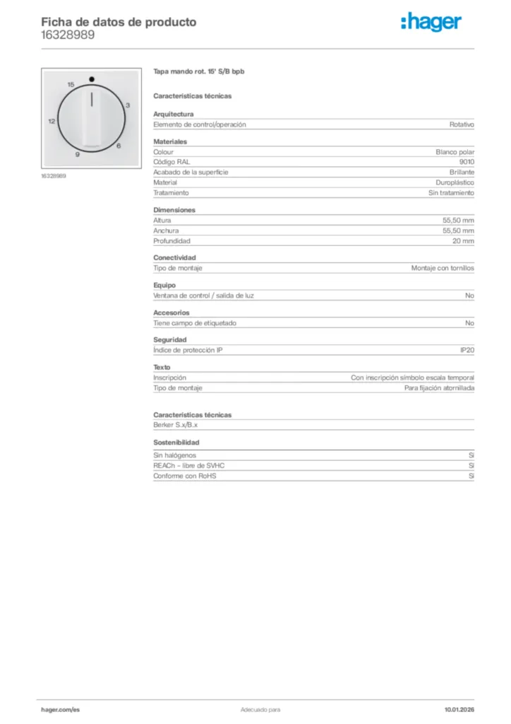 Imagen Hager Ficha de datos de producto 16328989 | Hager España