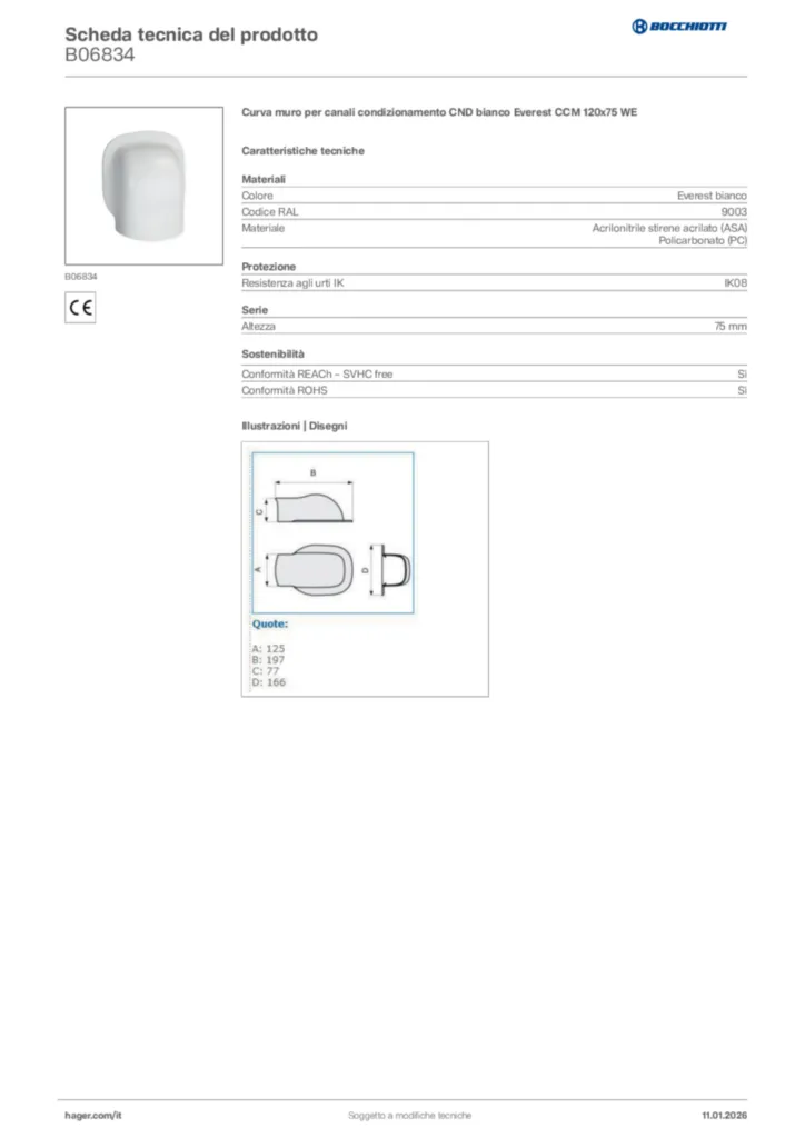 Immagine Bocchiotti Scheda tecnica del prodotto B06834 | Hager Italia