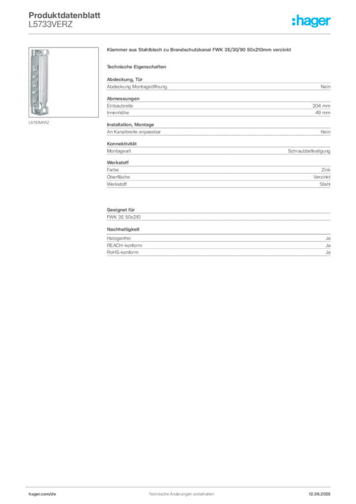 Bild Hager Produktdatenblatt L5733VERZ | Hager Deutschland