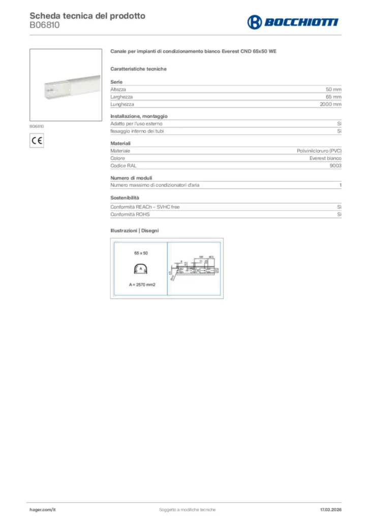 Immagine Bocchiotti Scheda tecnica del prodotto B06810 | Hager Italia