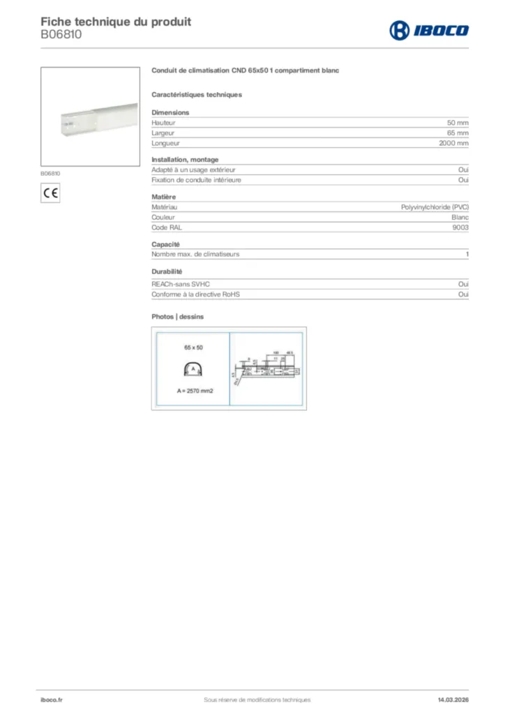 Image Iboco Fiche technique du produit B06810 | Hager France