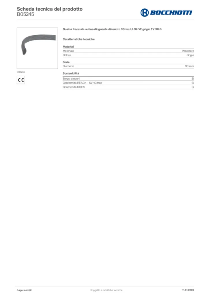 Immagine Bocchiotti Scheda tecnica del prodotto B05245 | Hager Italia