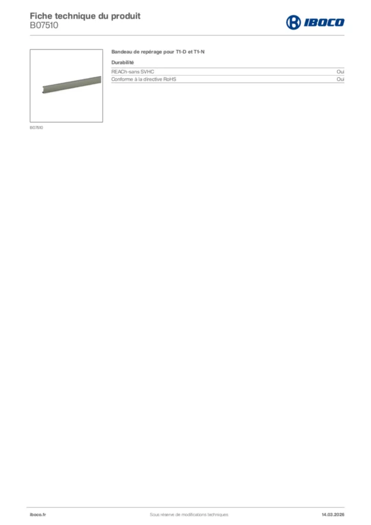 Image Iboco Fiche technique du produit B07510 | Hager France