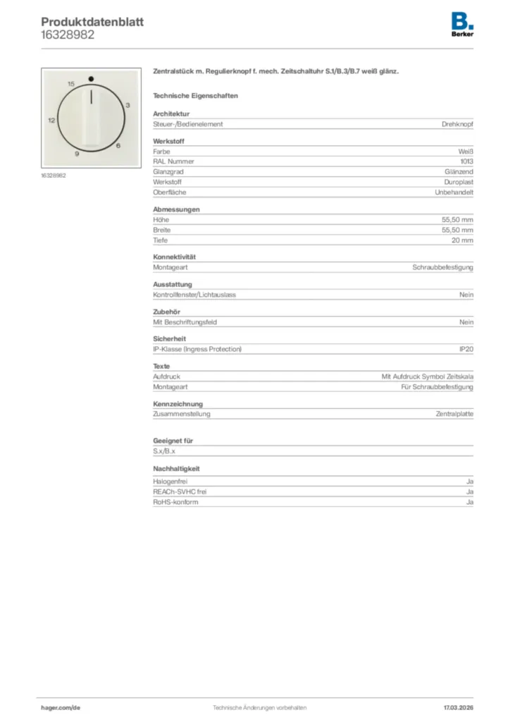 Bild Berker Produktdatenblatt 16328982 | Hager Deutschland