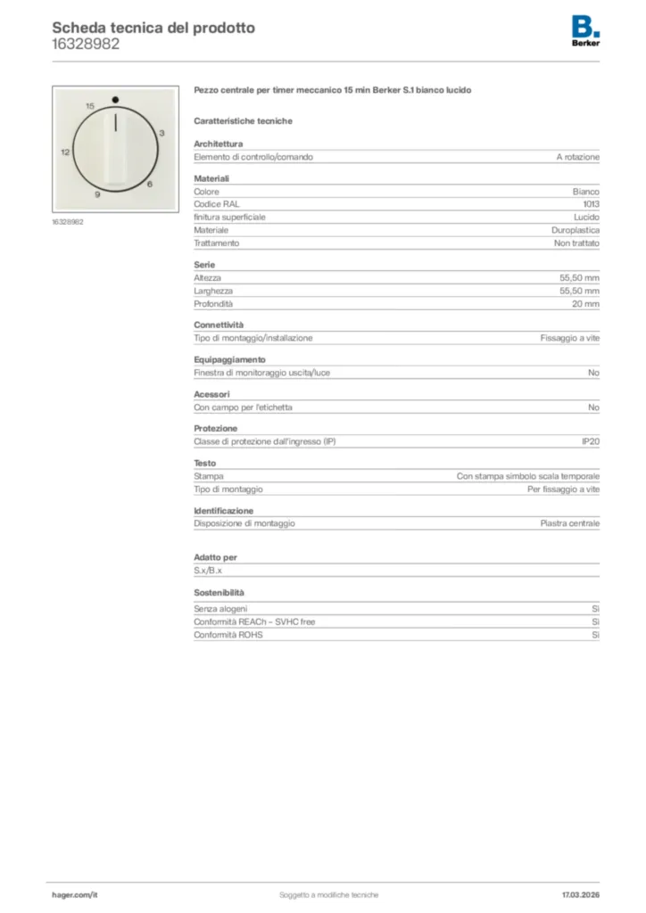 Immagine Berker Scheda tecnica del prodotto 16328982 | Hager Italia