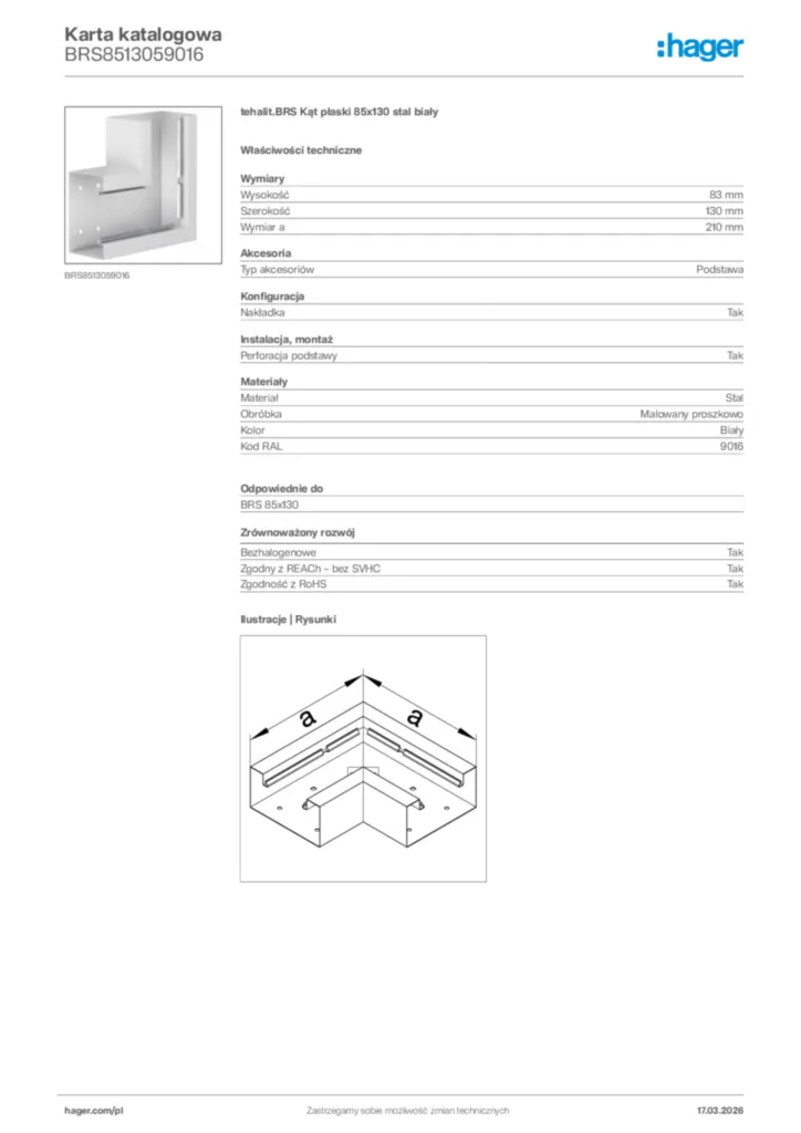 Zdjęcie Hager Karta katalogowa BRS8513059016 | Hager Polska