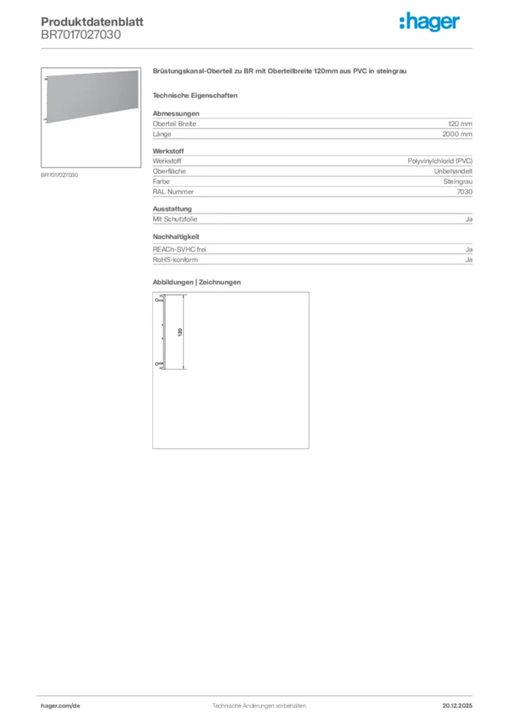Bild Hager Produktdatenblatt BR7017027030 | Hager Deutschland