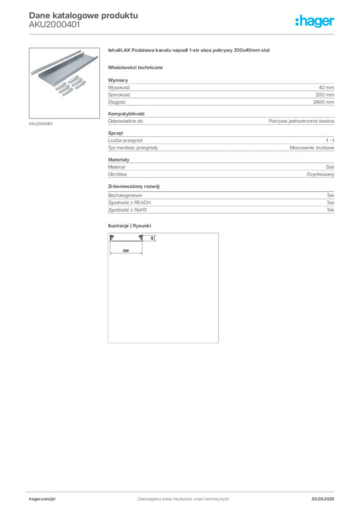 Zdjęcie Hager Dane katalogowe produktu AKU2000401 | Hager Polska