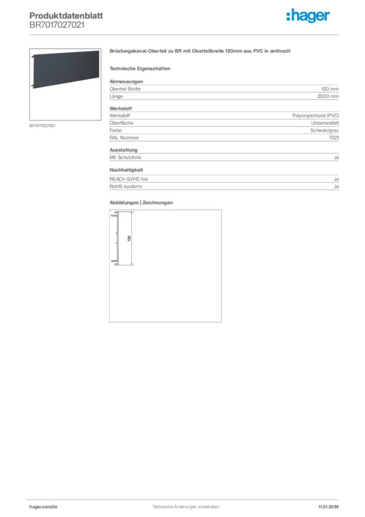 Bild Hager Produktdatenblatt BR7017027021 | Hager Deutschland