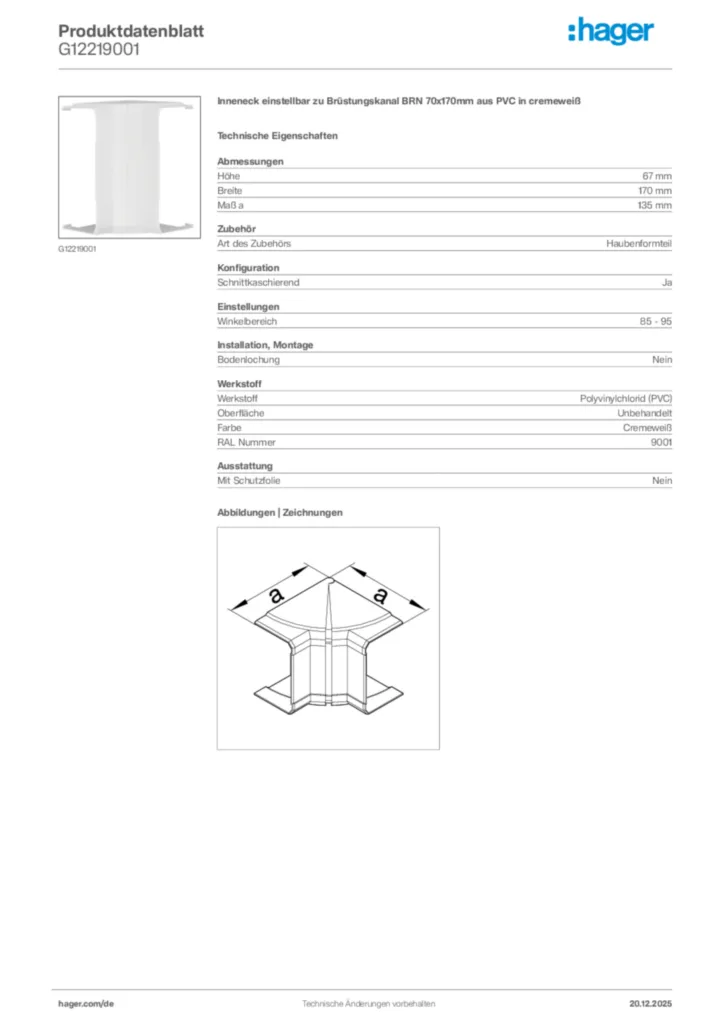 Bild Hager Produktdatenblatt G12219001 | Hager Deutschland