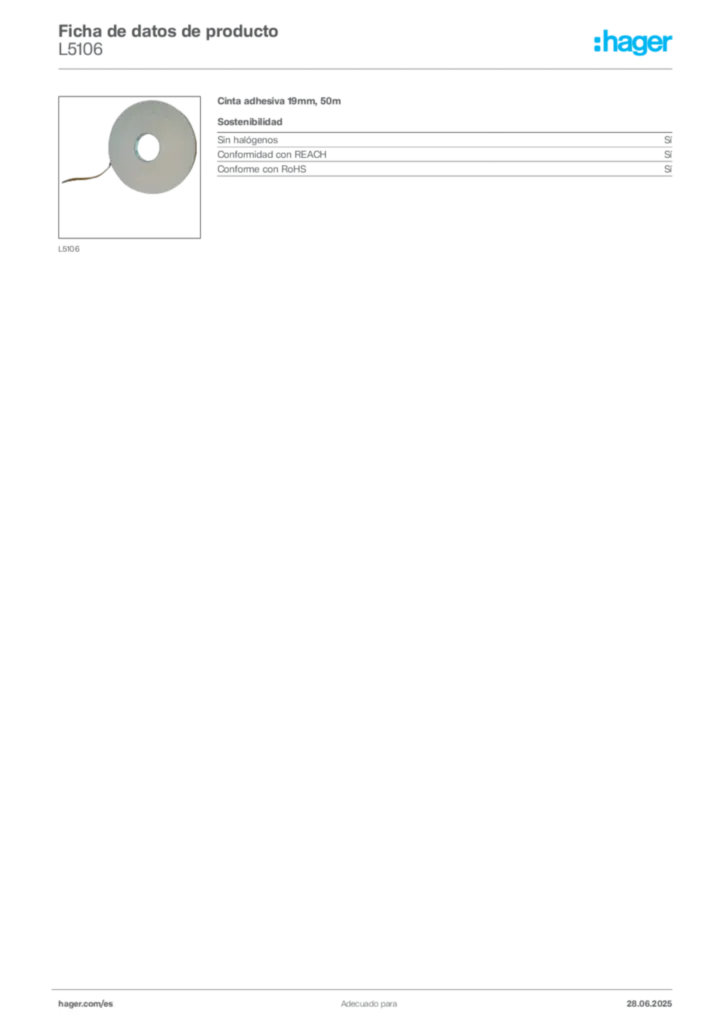 Imagen Hager Ficha de datos de producto L5106 | Hager España