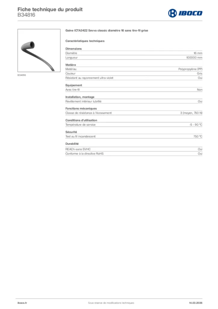 Image Iboco Fiche technique du produit B34816 | Hager France