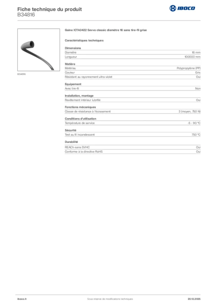 Image Iboco Fiche technique du produit B34816 | Hager France