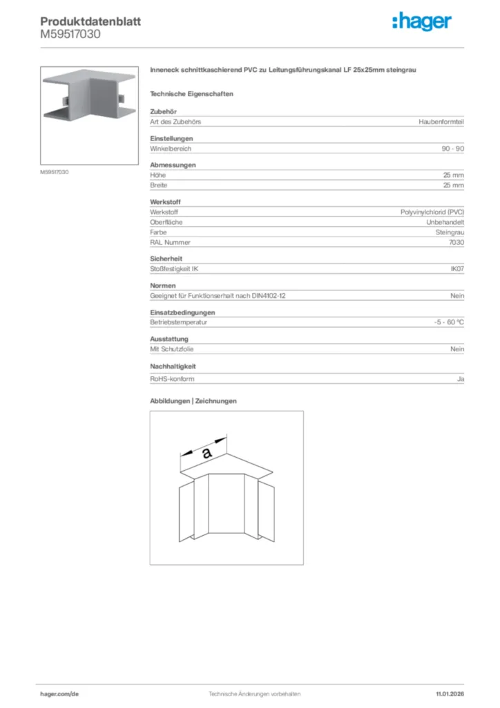 Bild Hager Produktdatenblatt M59517030 | Hager Deutschland