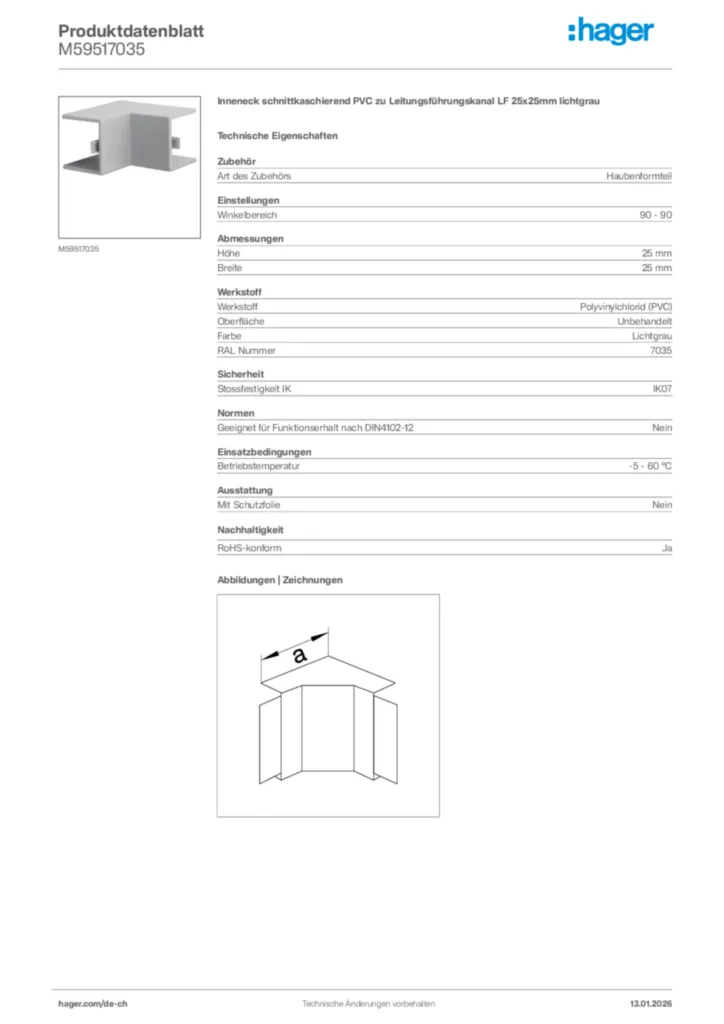 Bild Hager Produktdatenblatt M59517035 | Hager Schweiz