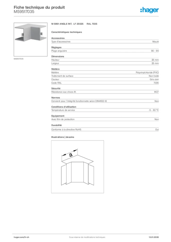 Image Hager Fiche technique du produit M59517035 | Hager Suisse