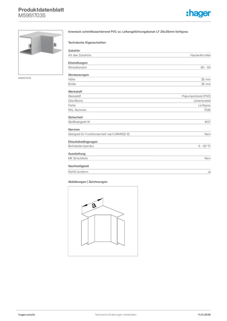 Bild Hager Produktdatenblatt M59517035 | Hager Deutschland