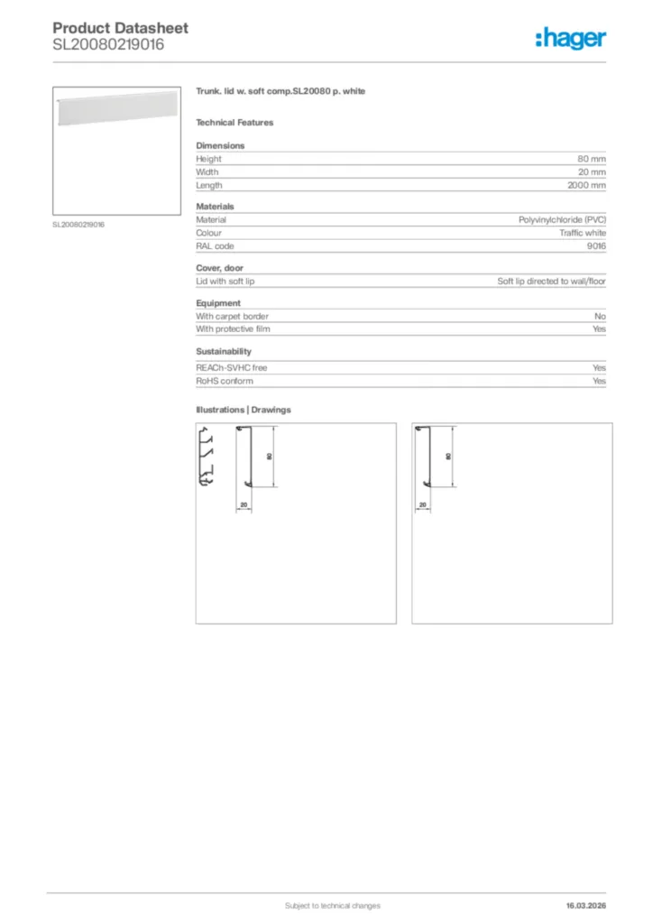 Image Hager Product data sheet SL20080219016  | Hager Africa