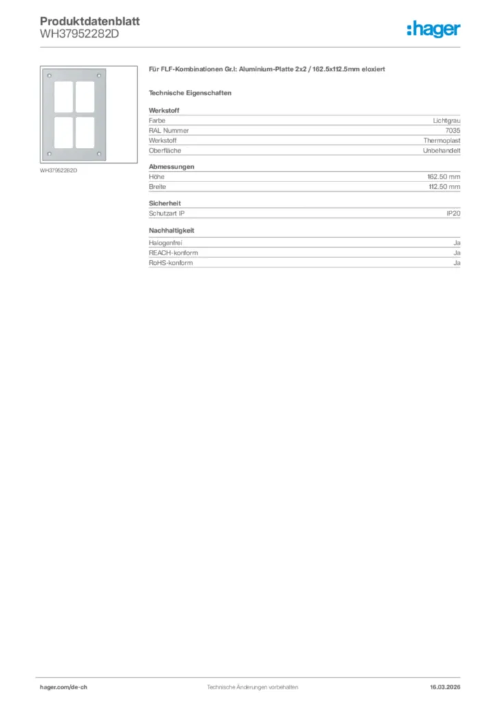 Bild Hager Produktdatenblatt WH37952282D | Hager Schweiz