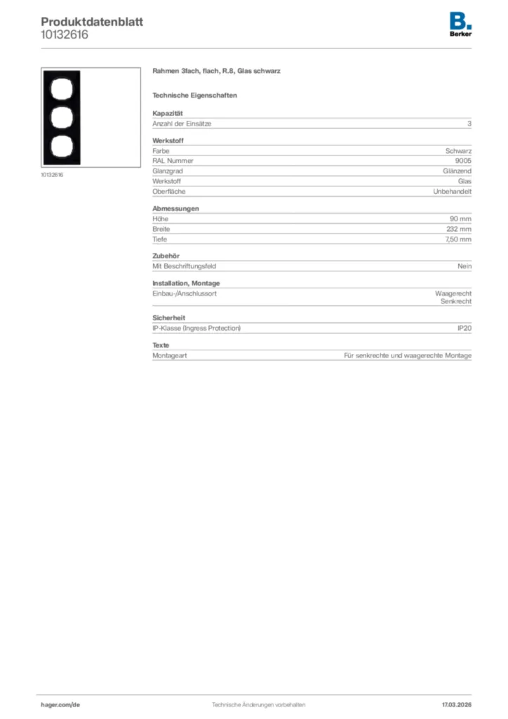 Bild Berker Produktdatenblatt 10132616 | Hager Deutschland