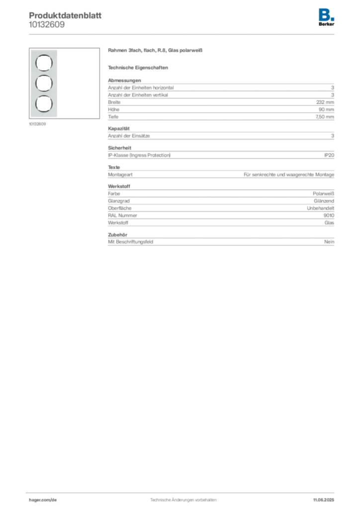 Berker Produktdatenblatt 10132609