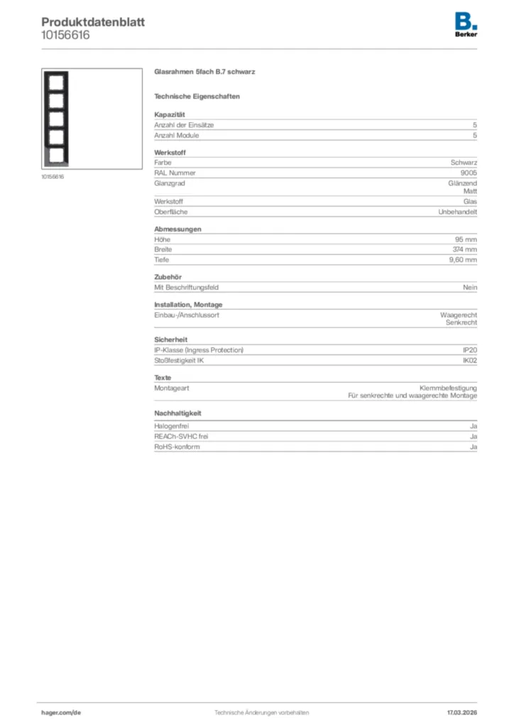 Bild Berker Produktdatenblatt 10156616 | Hager Deutschland