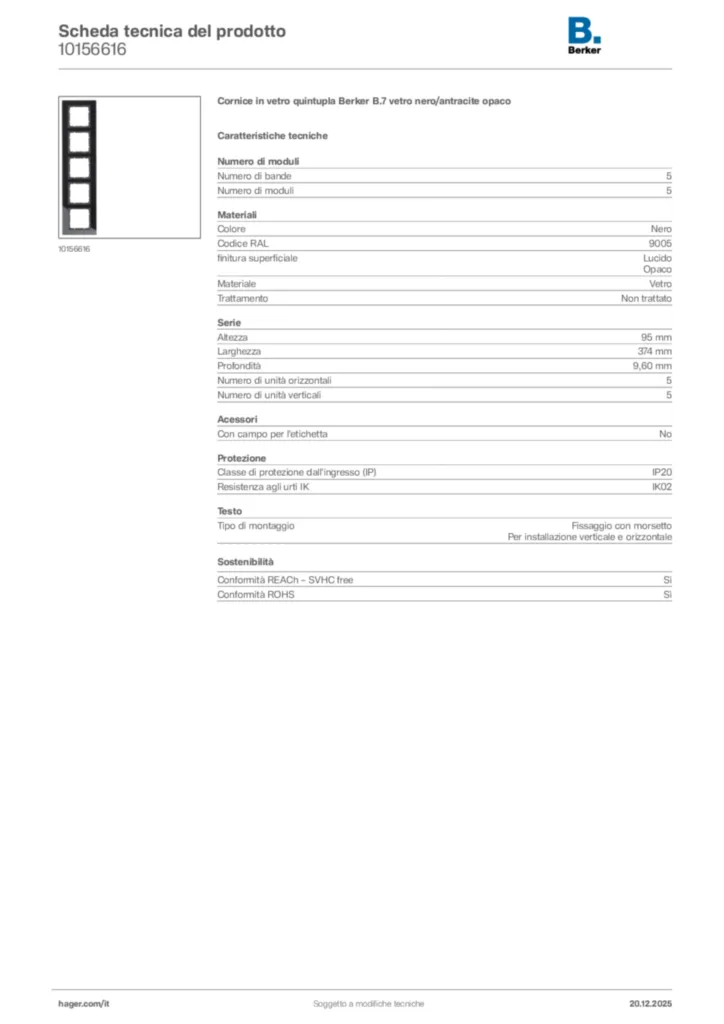 Immagine Berker Scheda tecnica del prodotto 10156616 | Hager Italia