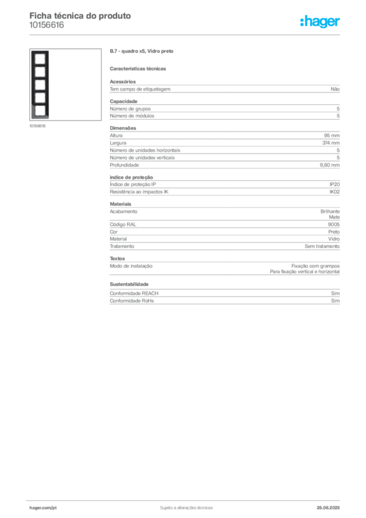 Imagem Hager Ficha técnica do produto 10156616 | Hager Portugal
