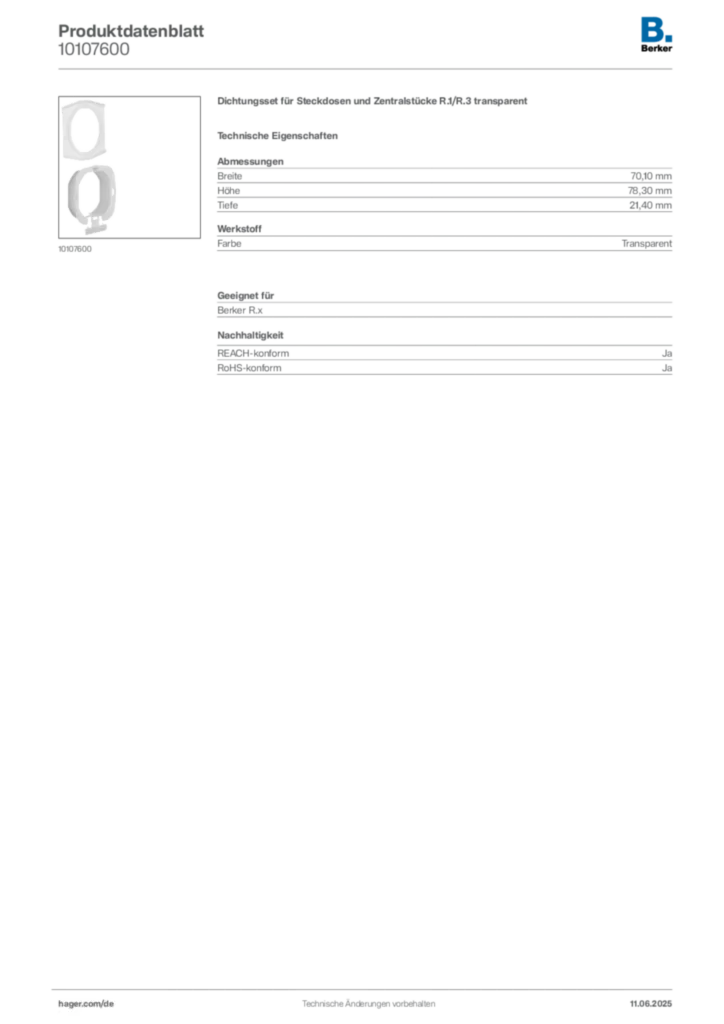 Berker Produktdatenblatt 10107600