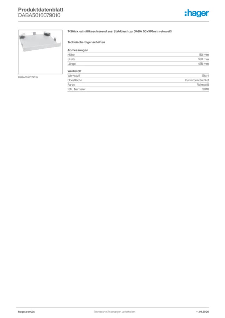 Bild Hager Produktdatenblatt DABA5016079010 | Hager Deutschland