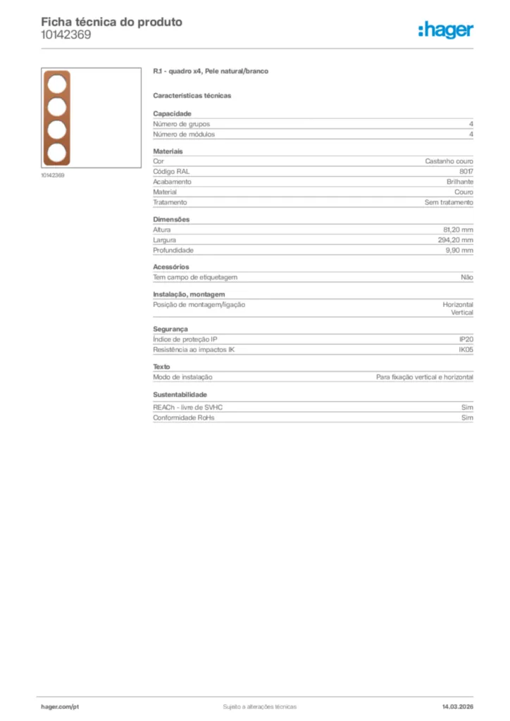 Imagem Hager Ficha técnica do produto 10142369 | Hager Portugal