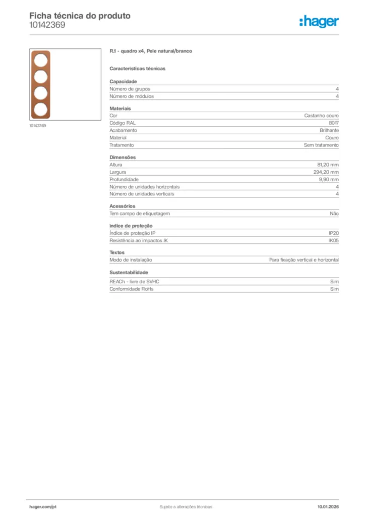 Imagem Hager Ficha técnica do produto 10142369 | Hager Portugal