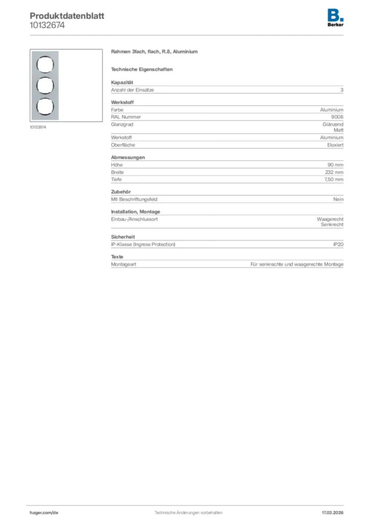 Bild Berker Produktdatenblatt 10132674 | Hager Deutschland