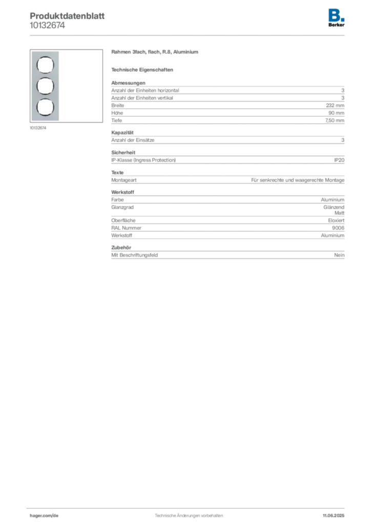 Bild Berker Produktdatenblatt 10132674 | Hager Deutschland