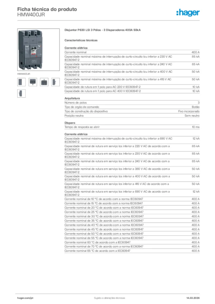 Imagem Hager Ficha técnica do produto HMW400JR | Hager Portugal