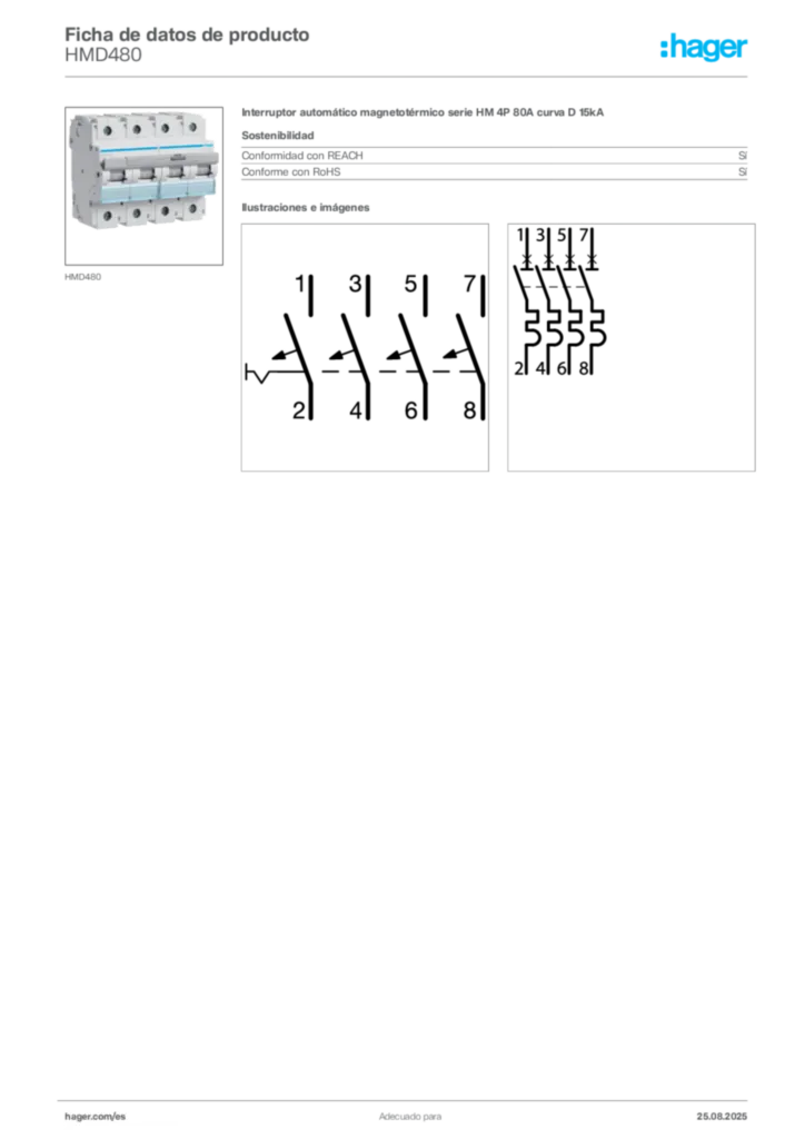 Imagen Hager Ficha de datos de producto HMD480 | Hager España