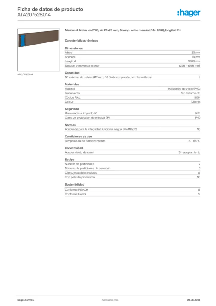 Imagen Hager Ficha de datos de producto ATA207528014 | Hager España