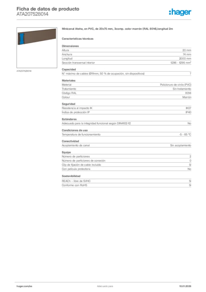 Imagen Hager Ficha de datos de producto ATA207528014 | Hager España