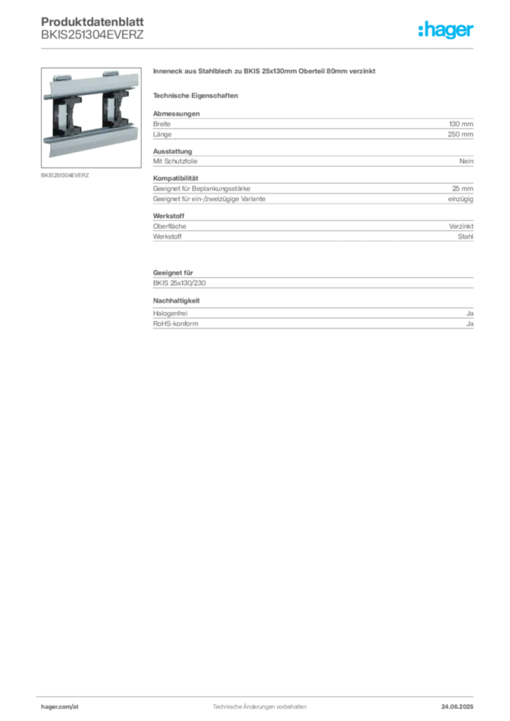 Bild Hager Produktdatenblatt BKIS251304EVERZ | Hager Deutschland